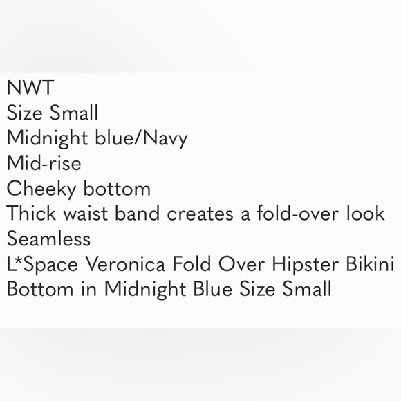 (A7) L*Space Veronica Fold Over Hipster Bikini Bottom in Midnight Blue Sz S, NWT - Picture 8 of 9